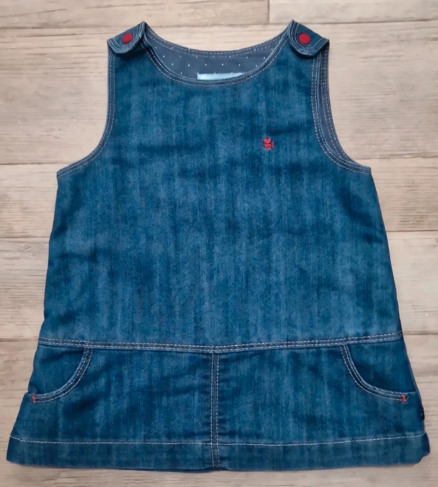 OBAÏBI spijkerrok + bijpassend rood vest – 12 maanden / 74 cm – photo 7